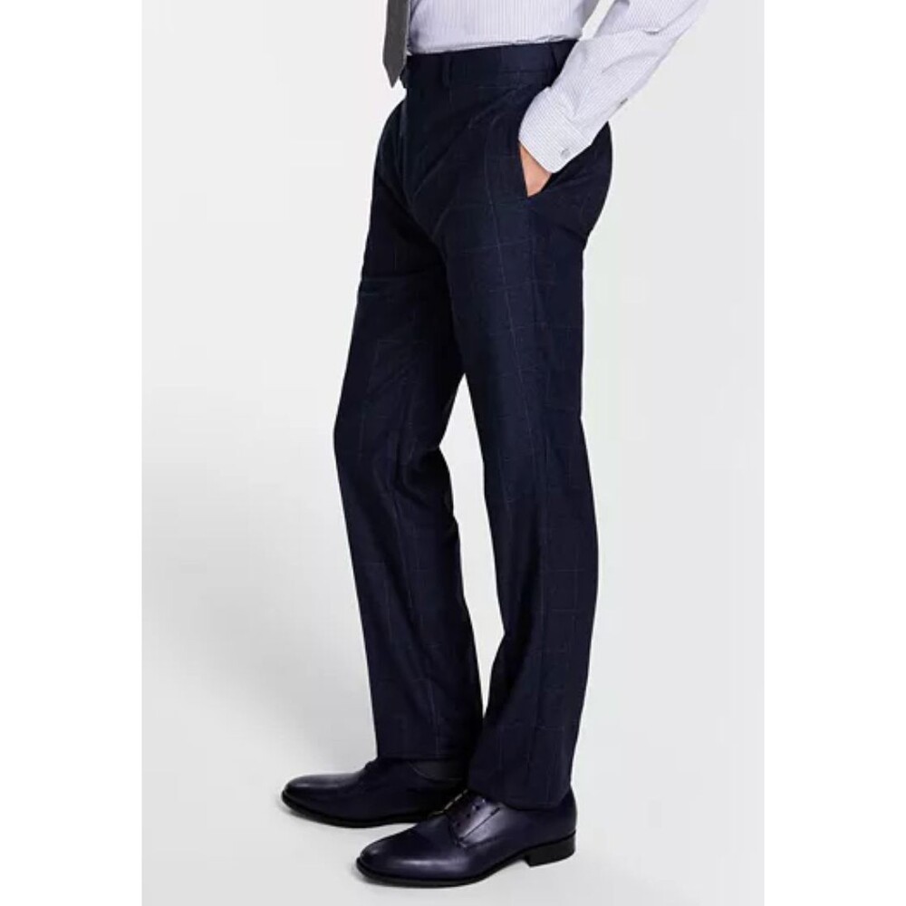 $200 BRAND NEW CALVIN KLEIN Mens 30x32 Blue Check Stretch Dress Pants/Slacks